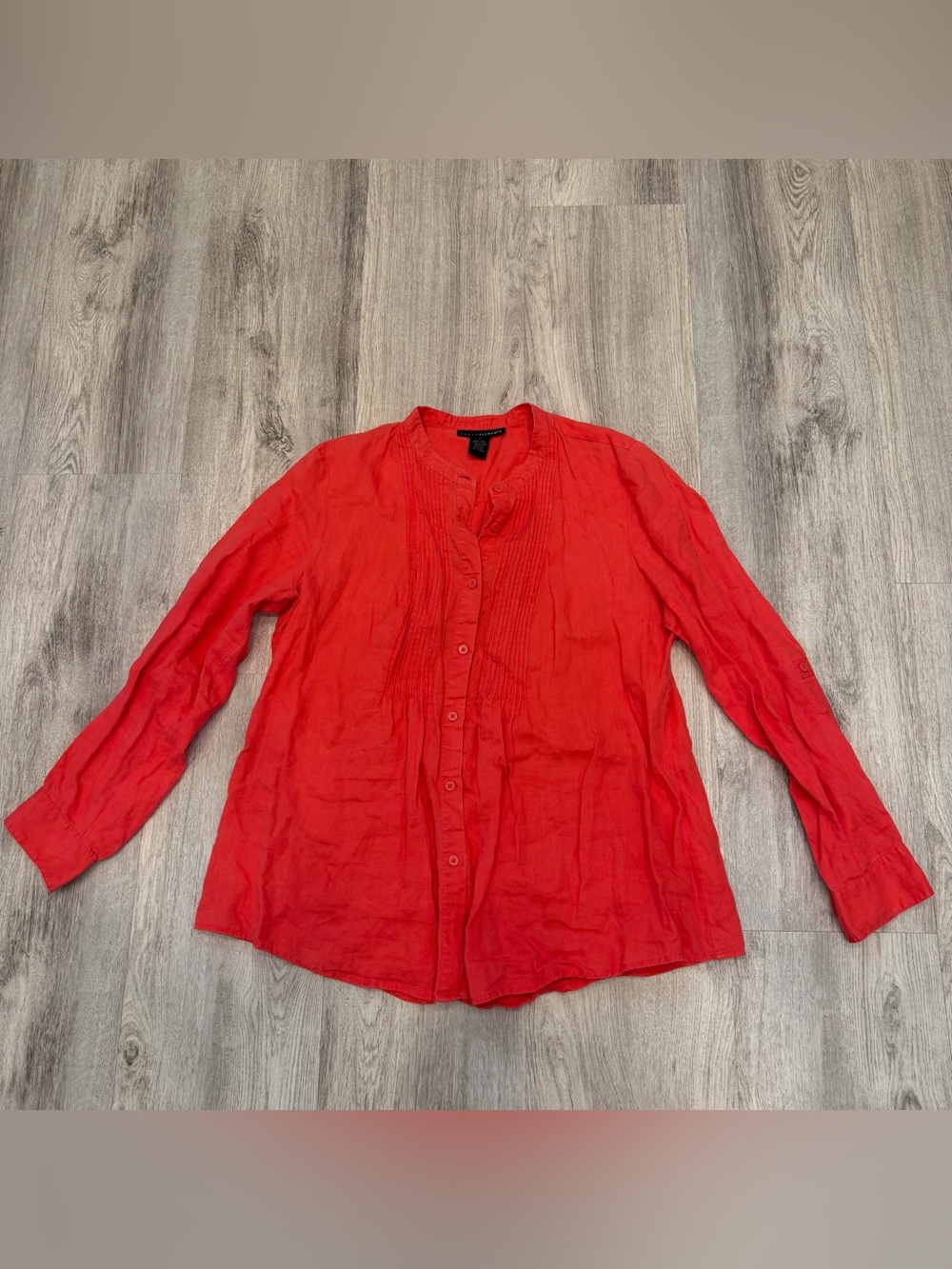 Grace Elements 100% Linen Button Front Blouse Orangey Pink Size Large